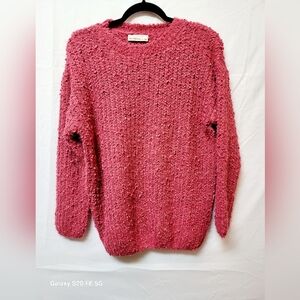 Zenana Rose Textured Crewneck Sweater NWOT SM